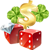 dice ruby and casino symbols
